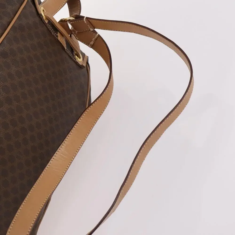 CELINE Macadam Canvas Backpack Pvc Leather Brown Gold